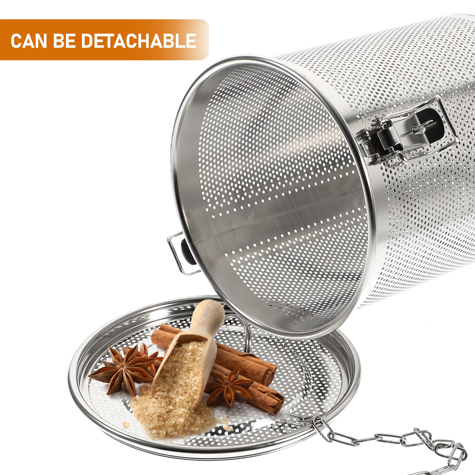 Tea Kettle Spice Strainer Basket Brine Loose Leaves Stainless Steel Silver Filter