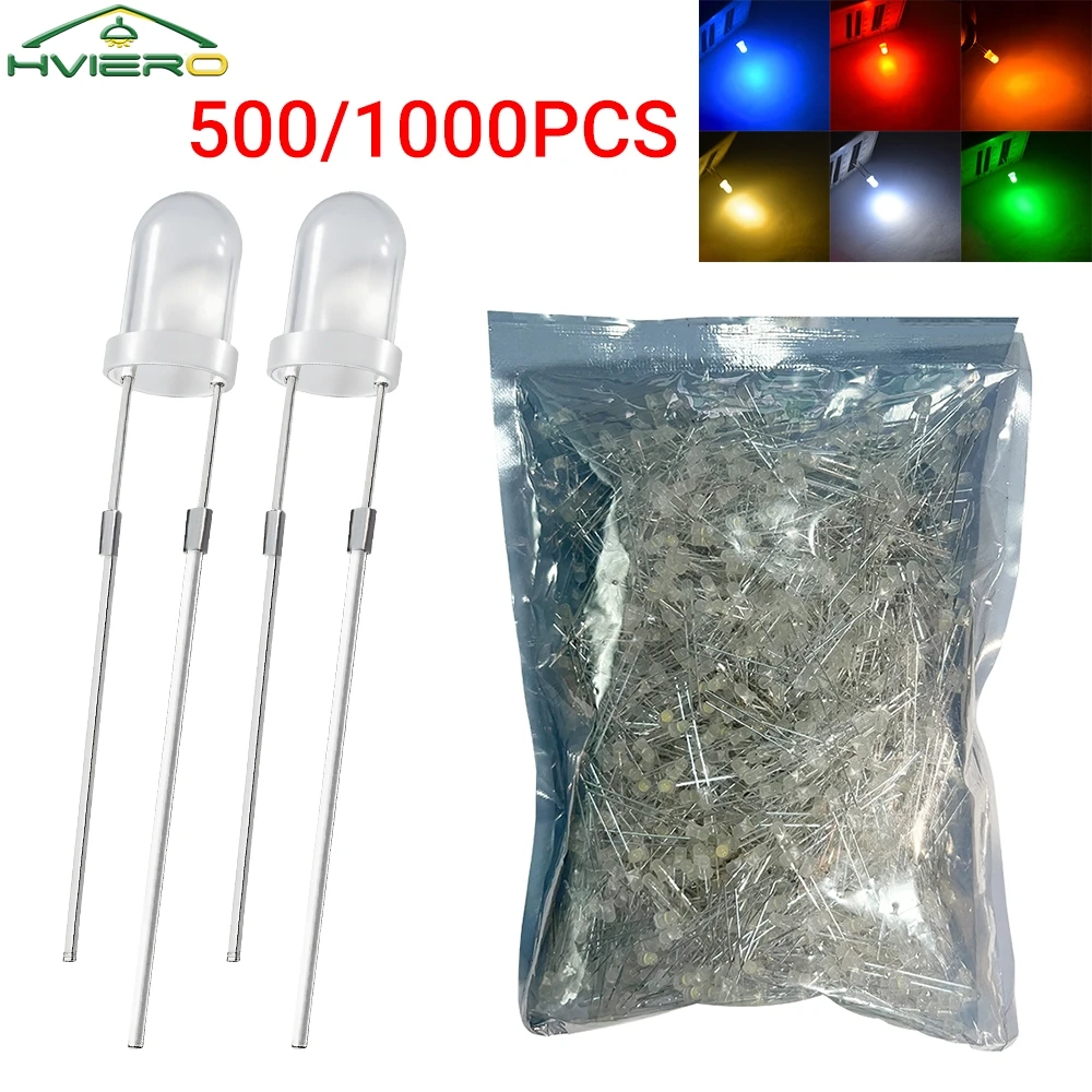 

500/1000PCS 3mm Diode Lights Bead Diffusing Bulb Advertisement Placard Atmosphere Neon Light Clear Decoration Round Head Lamp