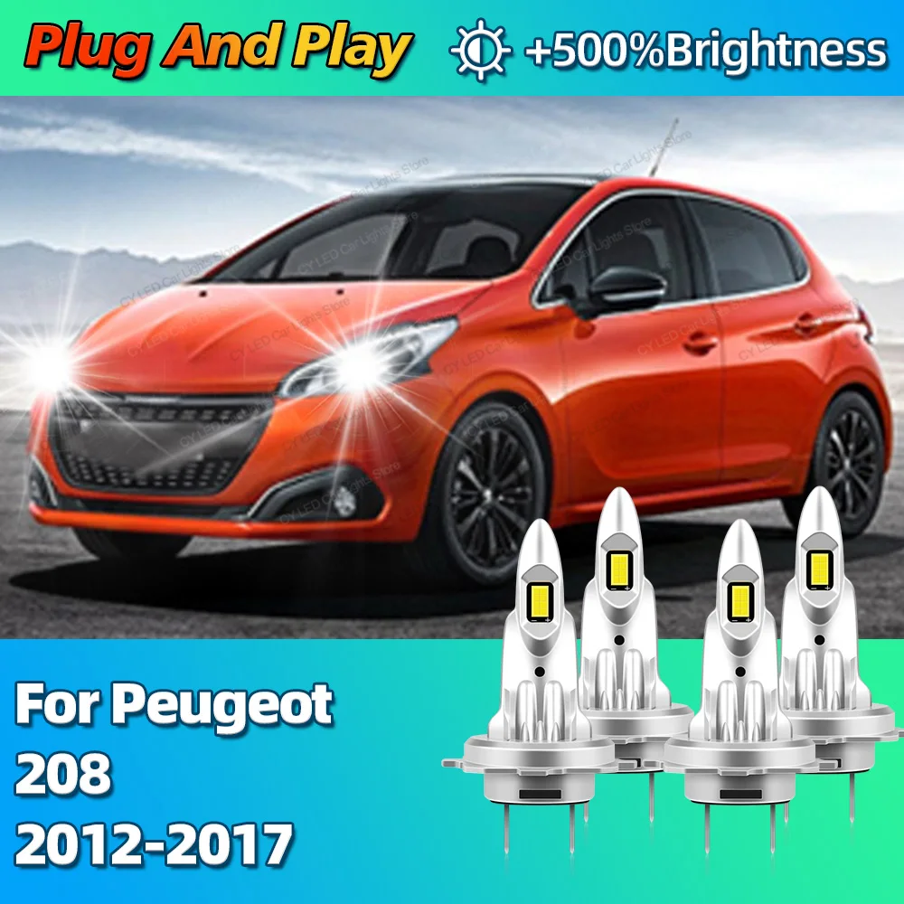 

2/4 шт. 6000K автомобильные фары светодиодные лампы CANBUS Lights H7 30000Lm фары для Peugeot 208 2012 2013 2014 2015 16 2017 Plug and Play