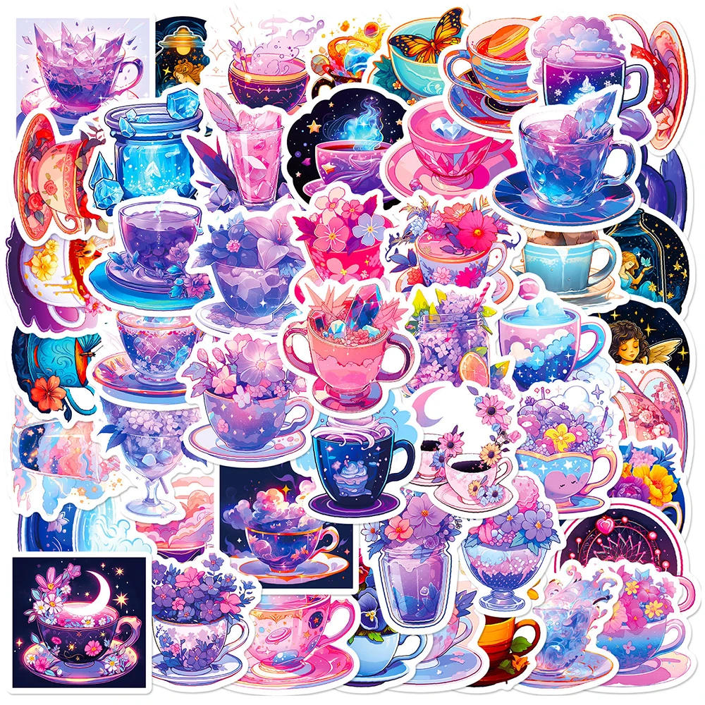 10/30/50PCS Cute INS Style Galaxy Cup Cartoon Stickers Aesthetic DIY Skateboard Laptop Helmet Phone Luggage Decal Sticker Toy