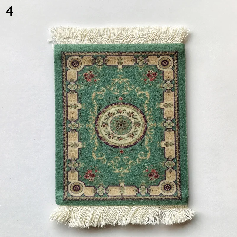 Persian Style Coasters Woven Rug Mat Ethnic Style Retro Tassel Cup Mat PC Mouse Pad With Fring Home Office Table Decor Craft