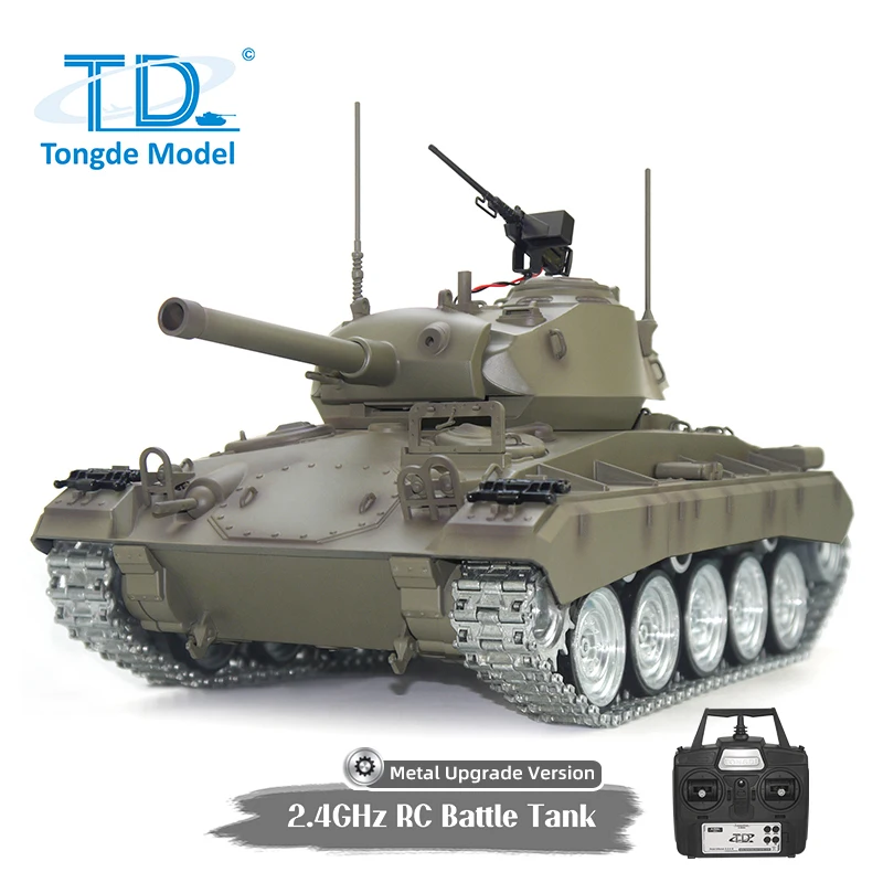 1/16 Tongde M24 Chaffee RC Panzer Infrarot Kampfsystem Licht Verbesserte Räder Funksteuerung Panzer Fahrzeug Spielzeug Modell Geschenke