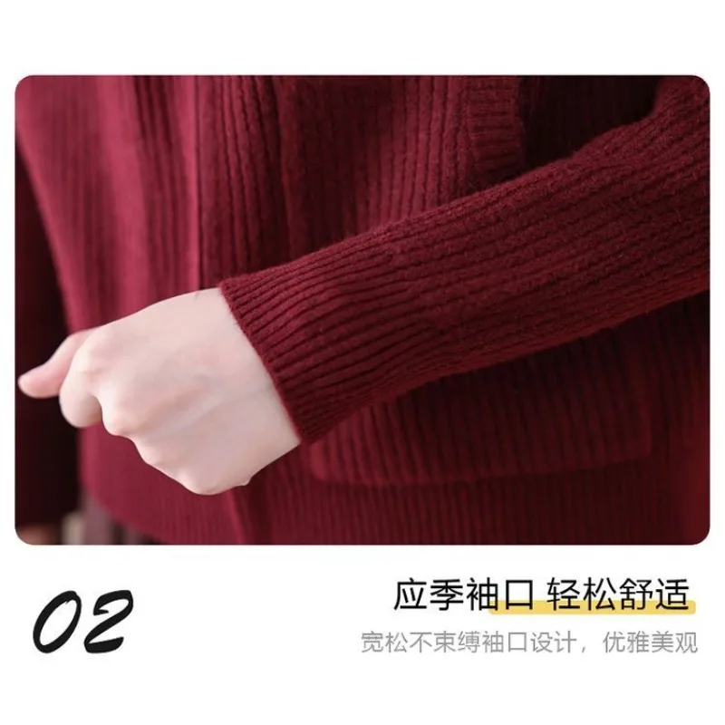 مقنعين سترة محبوكة الخريف والشتاء جديد 2025 قصيرة فضفاضة نمط سترة سستة أعلى سترة الموضة #5