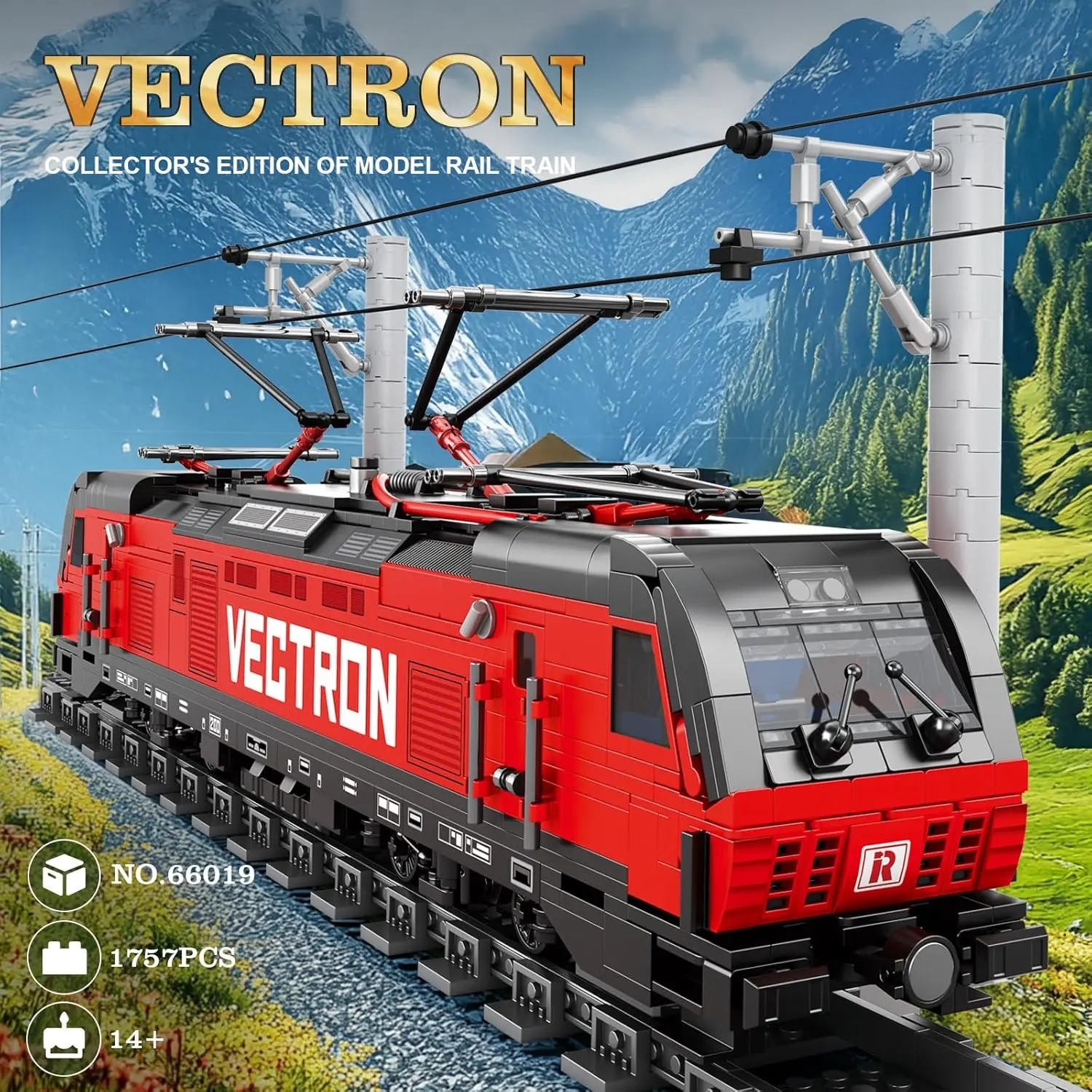 Kit di blocchi di costruzione del treno con base, set di treni MOC City, camion elettrico classico Vectron 66019, modello per amanti delle auto per adulti, regalo I