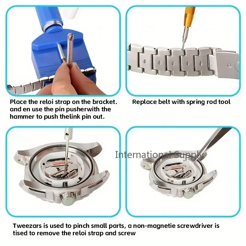 147-teiliges Uhrenreparatur-Set Professionelles Uhrmacher-Werkzeugset Gehäuseöffner Stangenentferner Uhrenreparatur Praktisch – Detail 4