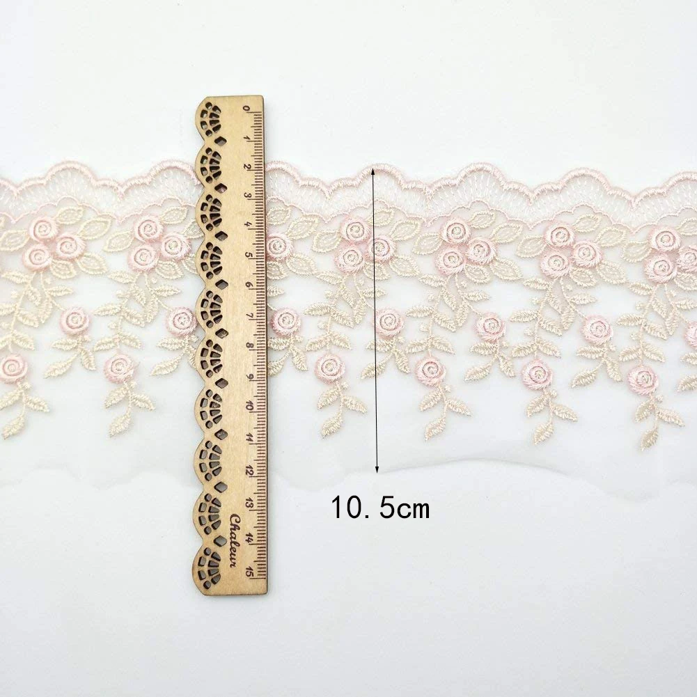 Ruban de bordure en dentelle brodée, applique de mariage, artisanat de couture de vêtements de bricolage, largeur de 10.5cm, 1 mètre