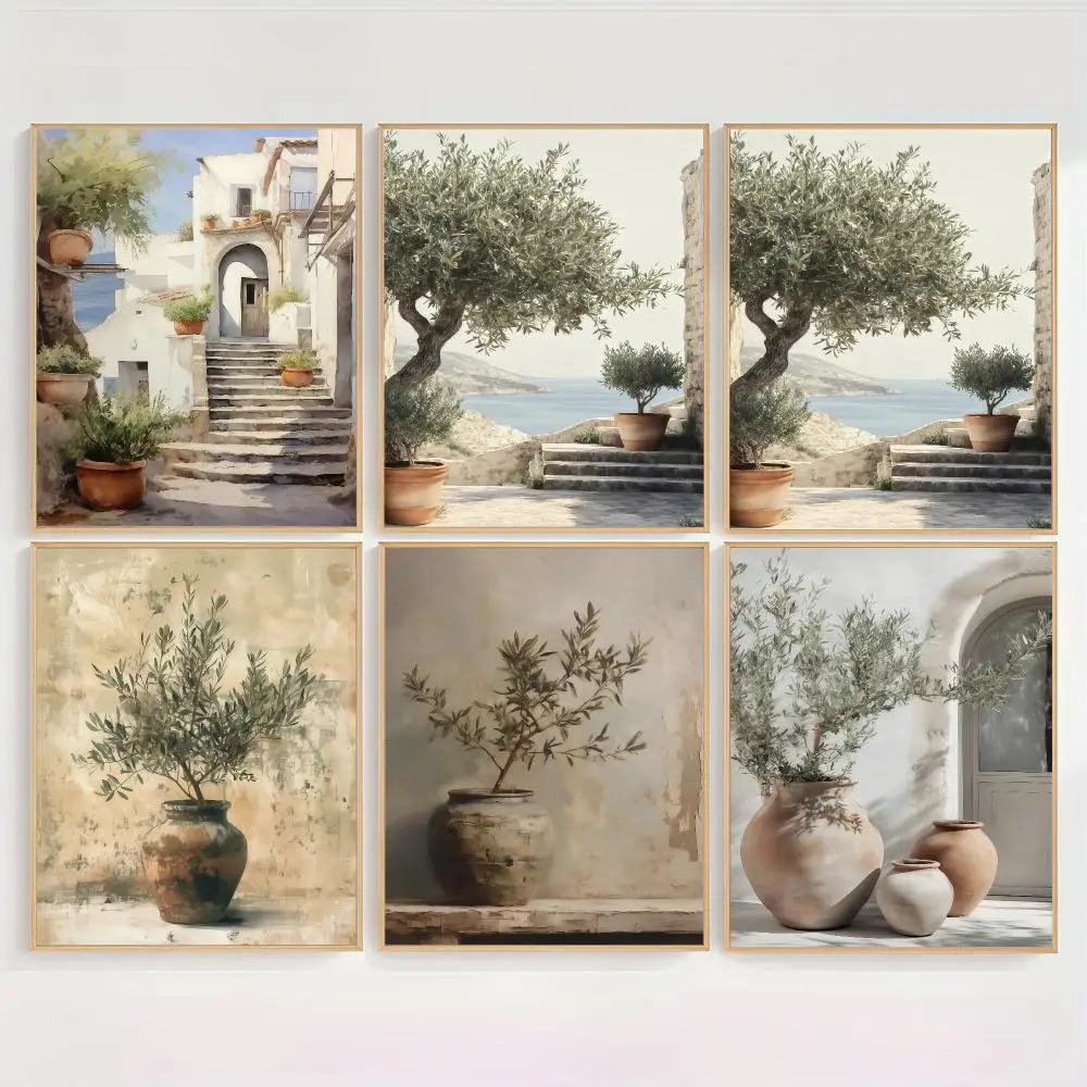 Retro Elegant Olive Tree And Lemon Painting Calligraphy Canvas Wall Art Canvas Painting Oil Painting,wall Picture Home Decor Unf