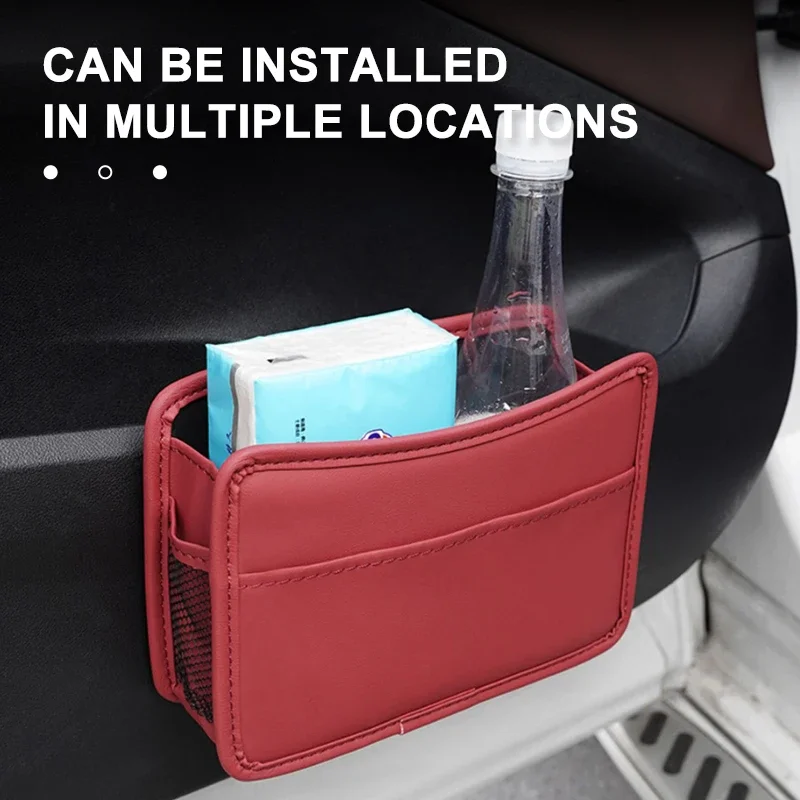 

SEAMETAL Car Door Storage Bag Interior Auto Door Organizer Bag For Drink Waste Card Key Sunglasses Holder Pu Leather Storage Bag