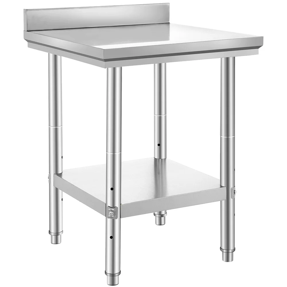 Adjustable Stainless Steel Kitchen Prep Table 24x24 Inch Commercial Work Table with Undershelf Food Storage and Organization