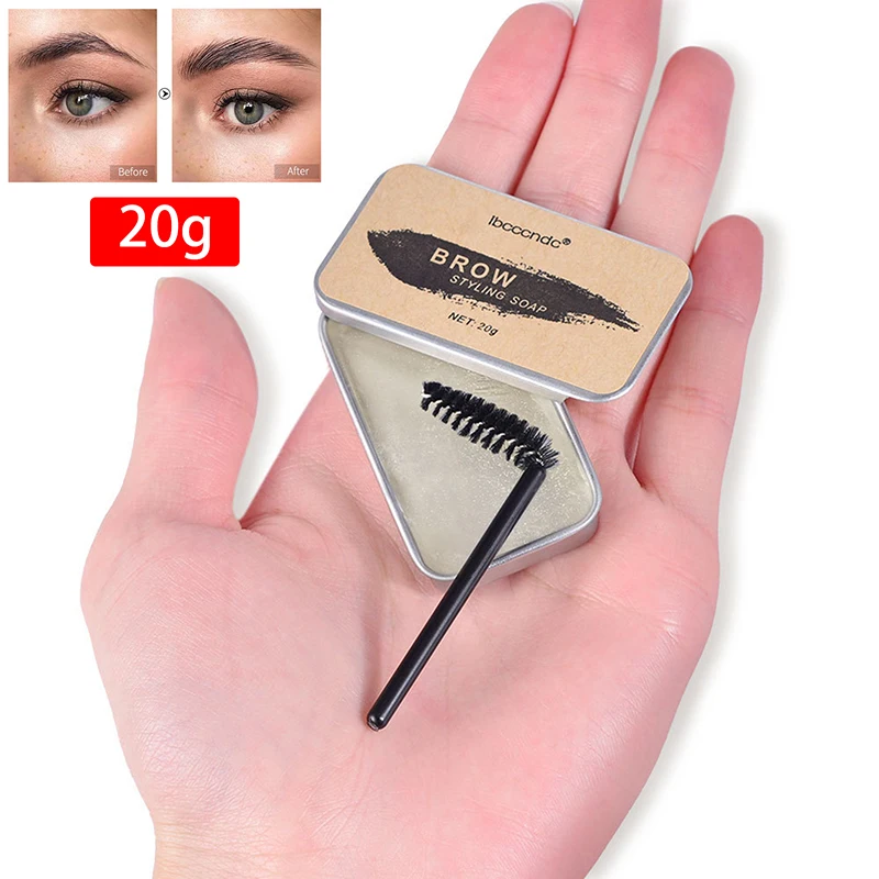 Pomada transparente Natural para estilismo de cejas, jabón para cejas, fijador de cera en Gel con cepillo de maquillaje para mujeres, cosméticos para cejas, 1 Uds.