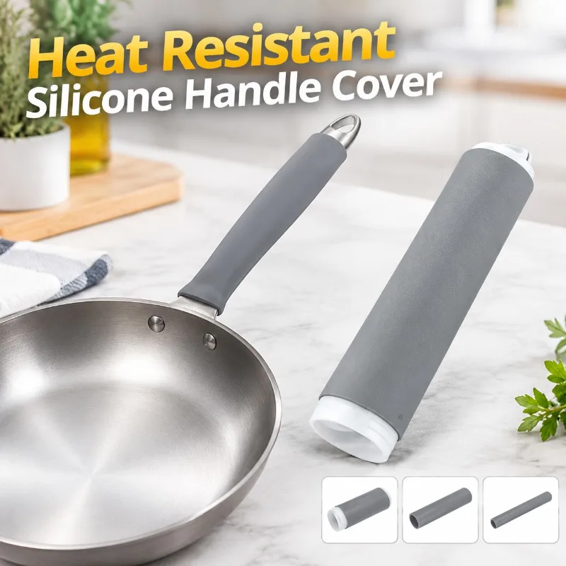 Silicone Pot Handle Sleeve Heat Insulation Cover Heat Resistant Iron Wok Spade Grip Guard Anti Scald Home Cookware Protector