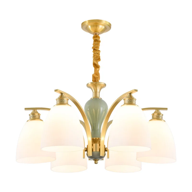 

French all-copper chandelier, ceramic lamp post lamp, simple