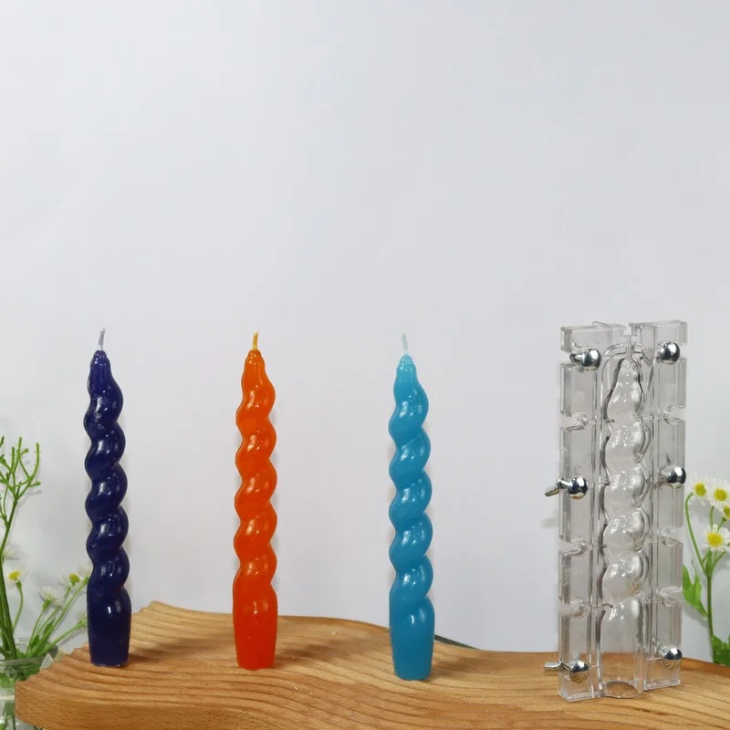 DIY Spiral Rod Candle Mold Church Wedding Long Rod Candle Making Tool Easy to Demould Candle Mold Jar Acrylic Plastic Molds Kit