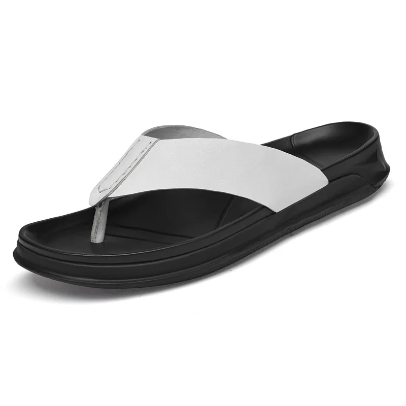 Men's Summer Genuine leather Sandals Soft Bottom Anti-Slip Wear-Resistant Flip-Flops Slippers Casual Outdoor Wear Youth Slippers