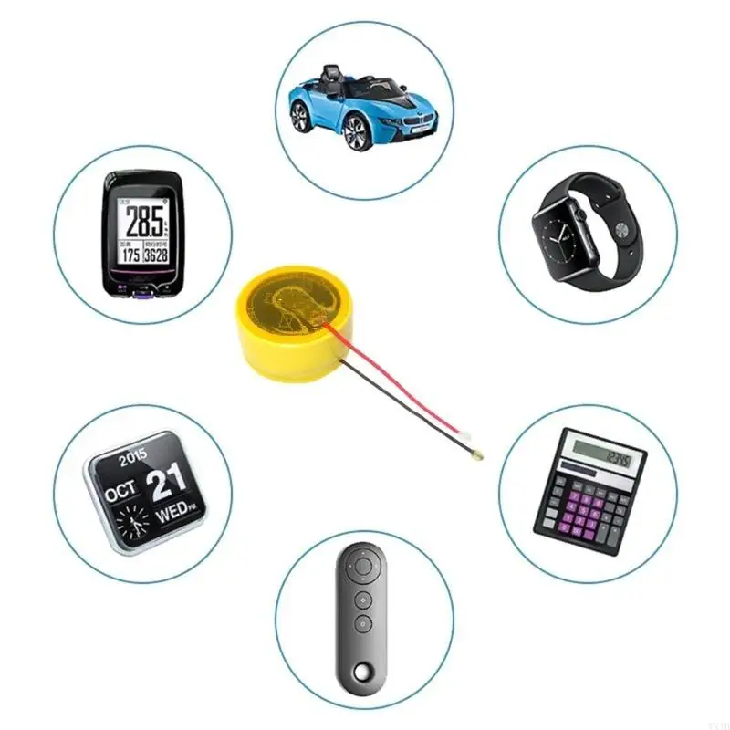 Large Capacity 68mAh Rechargeable Lithium Battery LIR1254 3.6V Button Cell with Wire for Headphone Microphones 