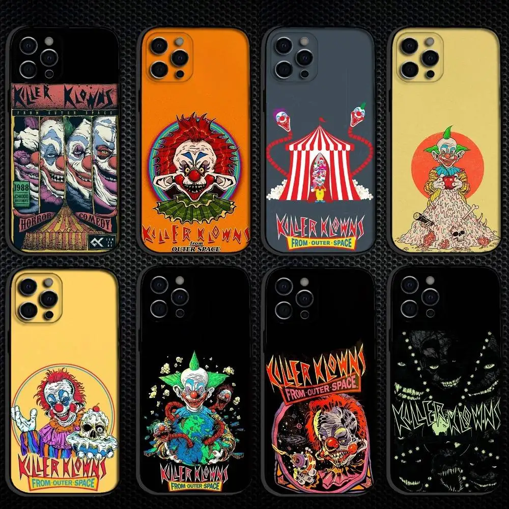 ゲームキラークラウンズ・フロム・アウタースペース iPhone 16,15,14,13,12,11 Plus,Pro Max用スマホケース、ソフトシリコンブラックカバー