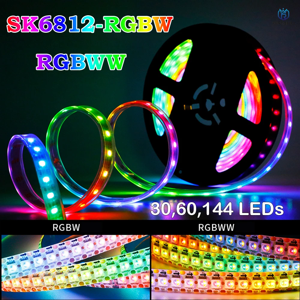 

DC5V SK6812 SMD5050 RGBW RGBNW RGBWW 4 In 1 Smart Programming Individually Addressable Flexible Magic Led Pixel Decoration Strip