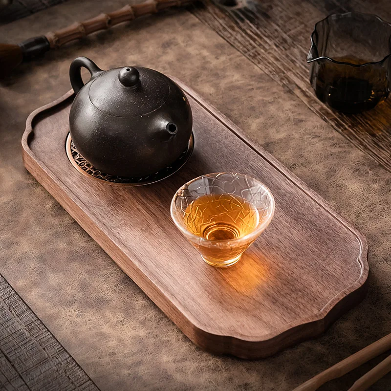 Black Walnut Tray Tea Tray Dining Tray Dim Sum Fruit Tray Solid Office Wood Rectangular Simple Tea Tray