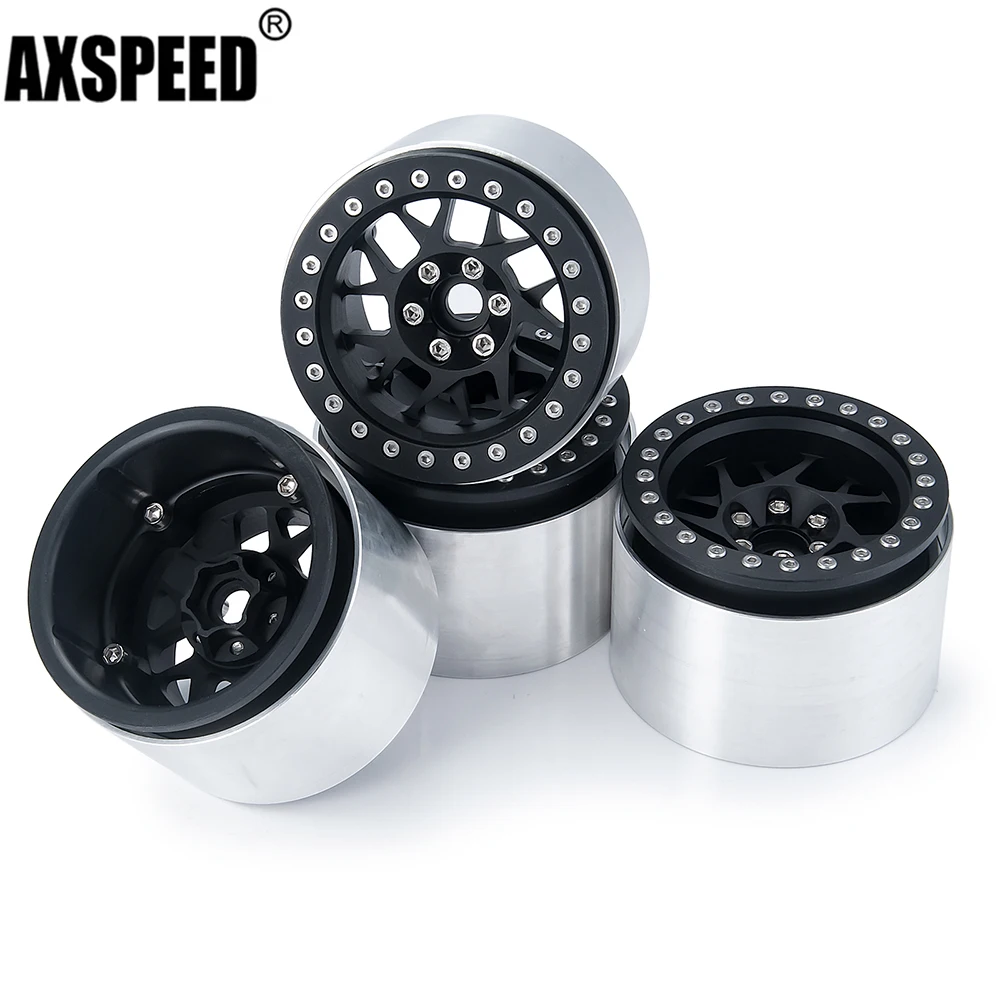 

AXSPEED 4Pcs 2.2" Metal Beadlock Wheel Hub Rim 45mm for 1/10 Axial SCX10 90046 D90 Wraith RR10 90048 RC Crawler Car