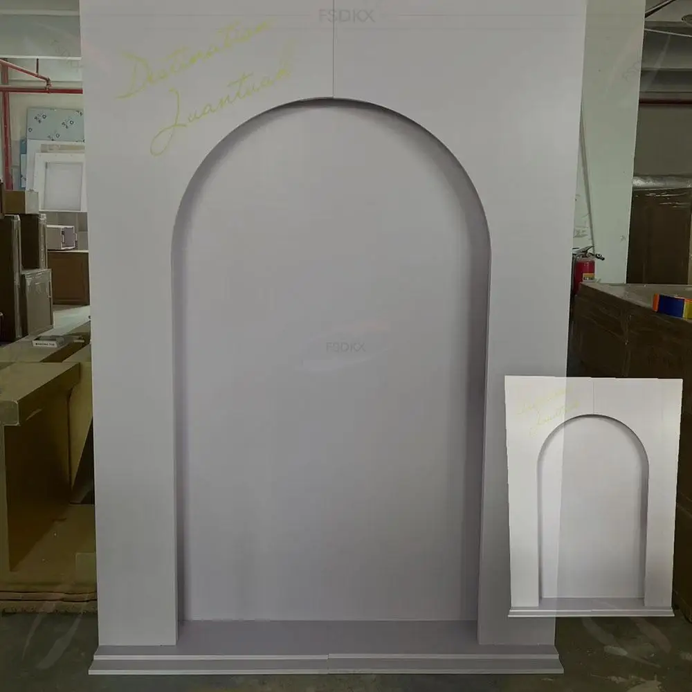 

Modern custom pvc acrylic white ripple backdrop open door frame wedding stage backdrop