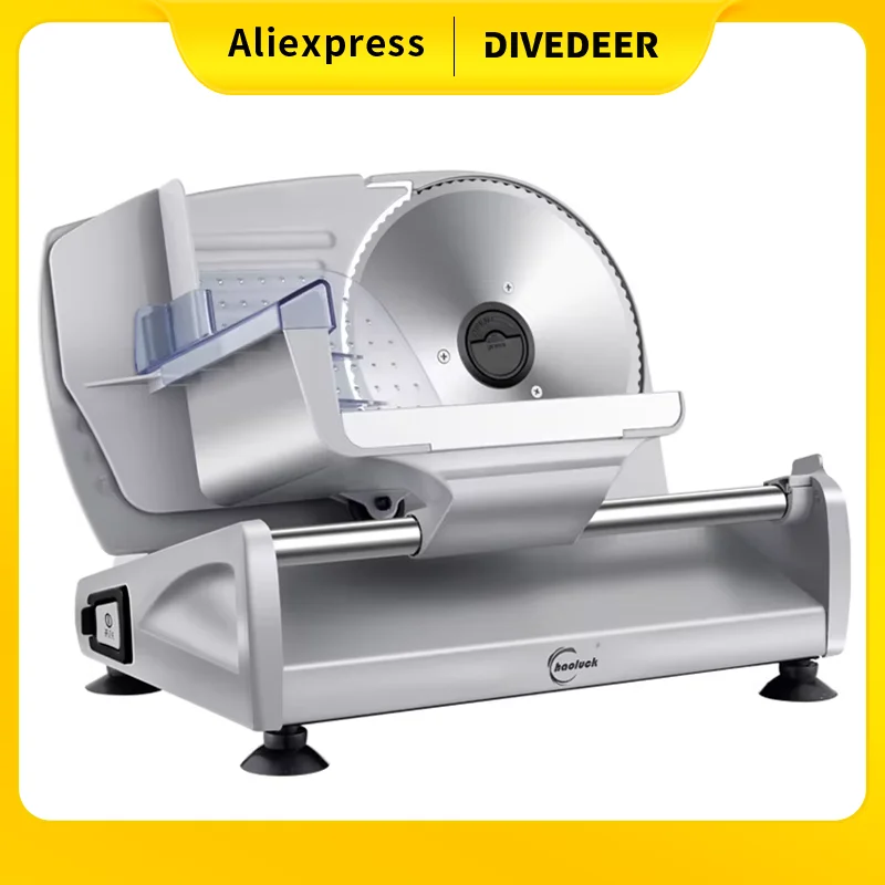 Cortadora Eléctrica de Carne DIVEDEER con Protector de Cuchilla de Acero Inoxidable SUS 420, Grosor Ajustable, Ideal para Uso Doméstico