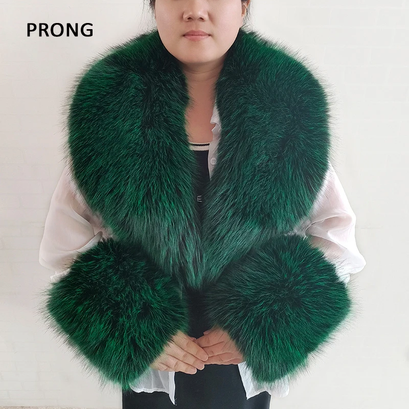 Faux Fur Collar And Cuffs Set Women Winter Coat Artificial Fur Large Collar Fluffy Fake Fox Fur Scarf Neck Warmers Scarves Shawl