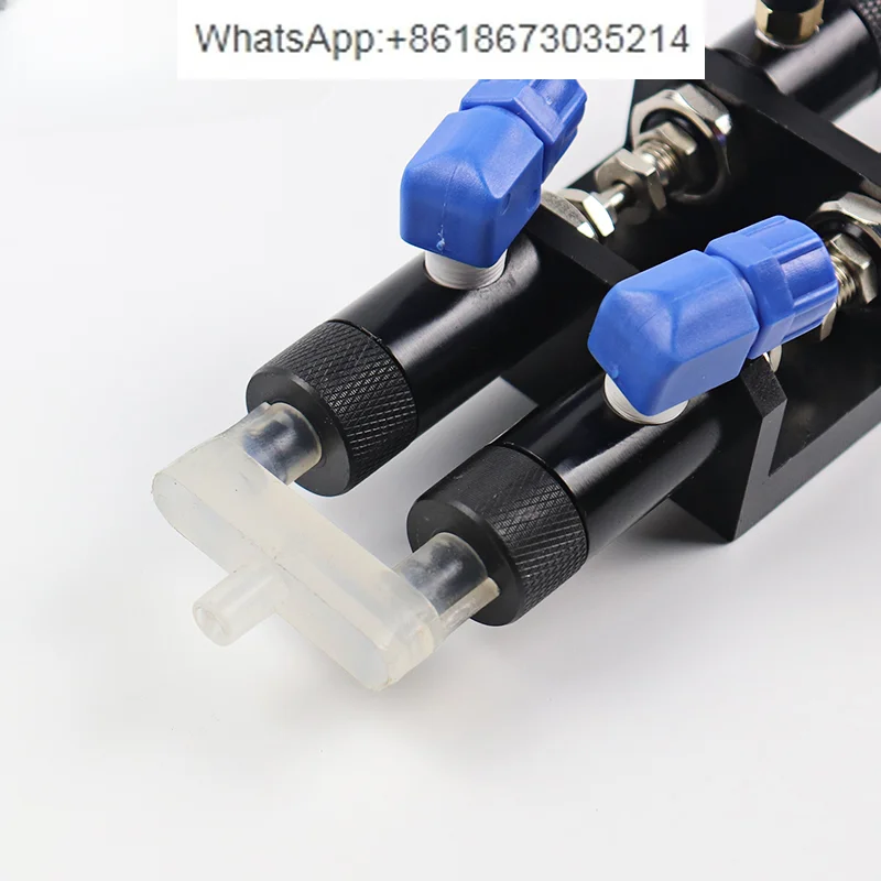 BF-23AB double liquid suction dispensing valve connected to plastic three-way AB pneumatic dispensing valve dispensing