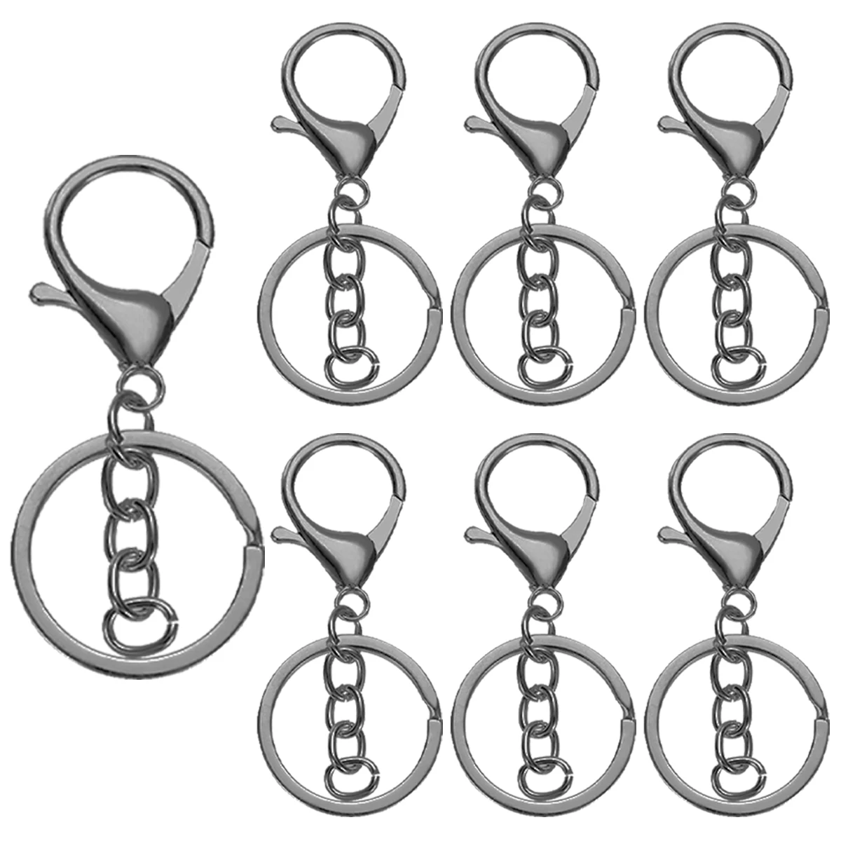 6/12/25/50 Stuks Metalen Karabijnsluiting Sleutelhangers Swivel Lente Haak Met Platte Split Ring voor Diy Ambachten Sleutelhanger Lanyard Maken