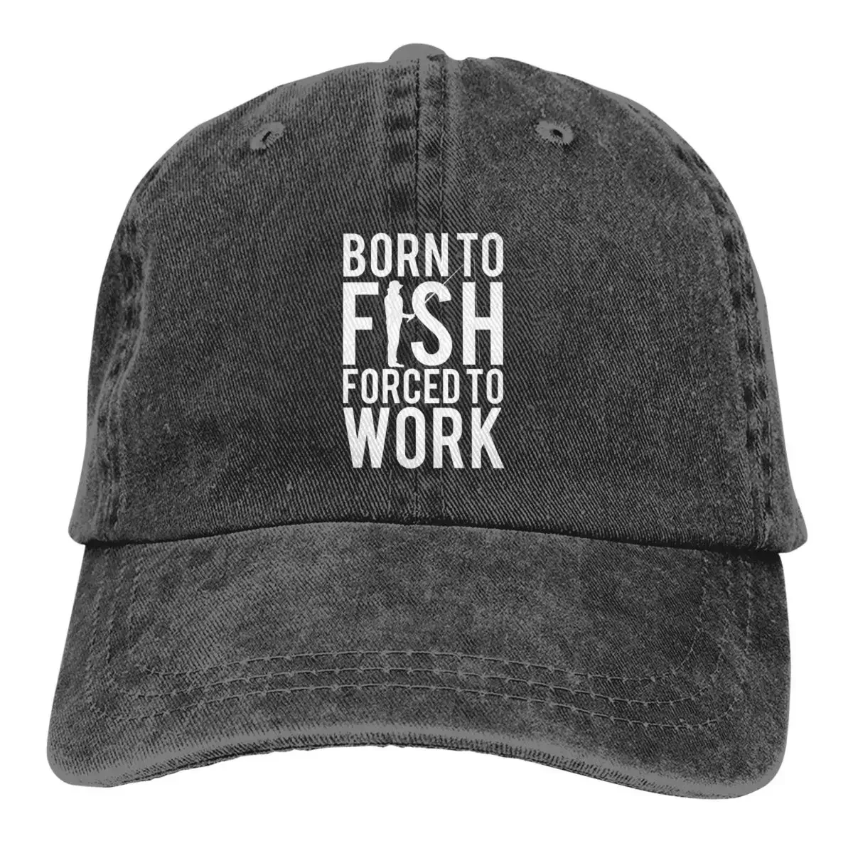 

Fisherman Born To Fish Forced To Work Fishing Baseball Caps Vintage Distressed Denim Headwear Men Women Outdoor Travel Hats Cap