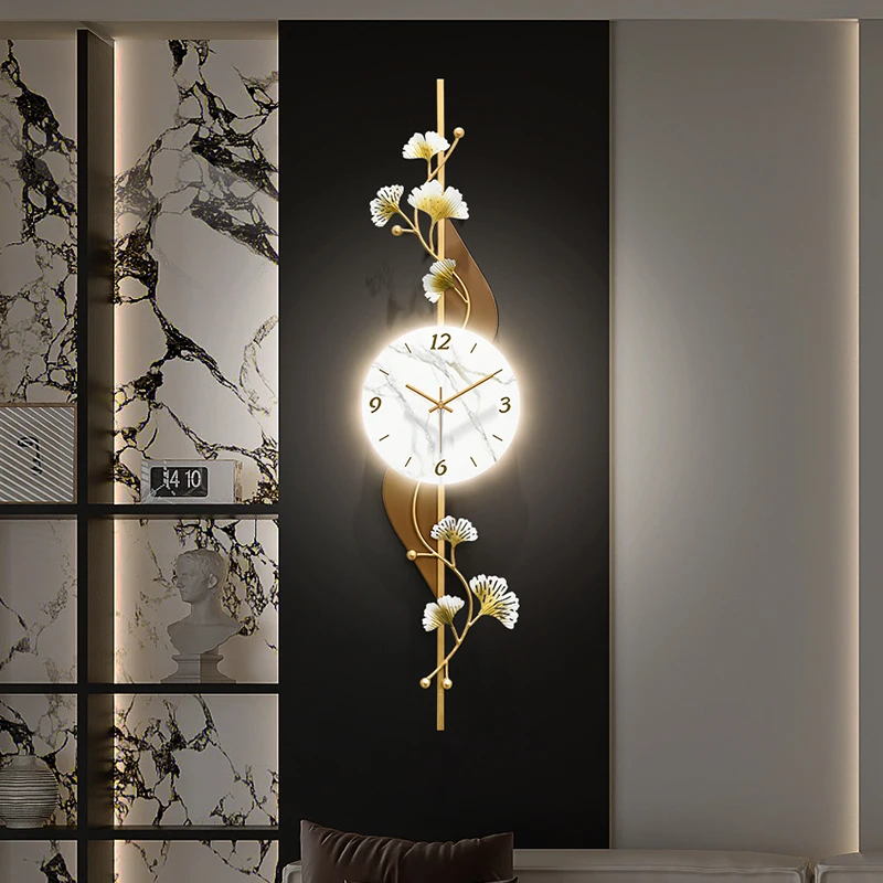 الحد الأدنى فريد ساعة حائط مضيئة الزهور ضوء الفاخرة الحديثة ساعة حائط غرفة المعيشة الإبداعية Reloj دي باريد ديكور المنزل