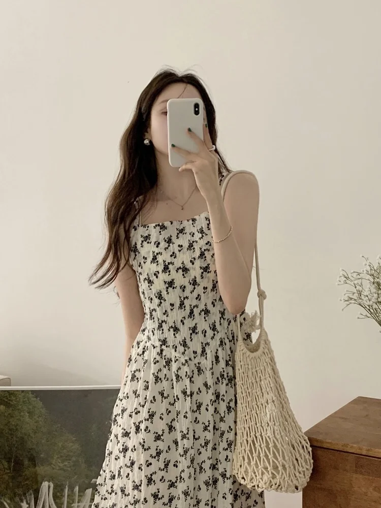 Ele Korean Sle Floral Print Wrap Dr Women's Summer A-Line Skirt Casual Slimming Long Dr Ci Commute Wear