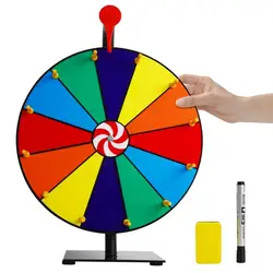 12inch Lottery Activity Turntable Draw Spining Prize Lucky Wheel of Fortune Game Color Dry Erase Tabletop Roulette Spin