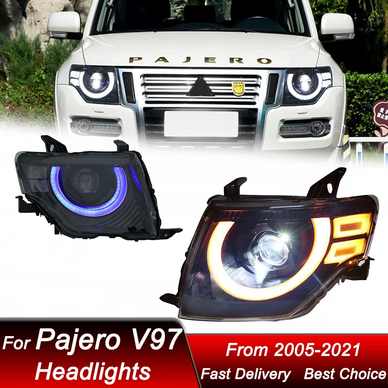 Car Headlights For Mitsubishi Pajero V97 V93 2005-2021 Defender style led Upgrade High Configure Projector Lens Accessories Kit