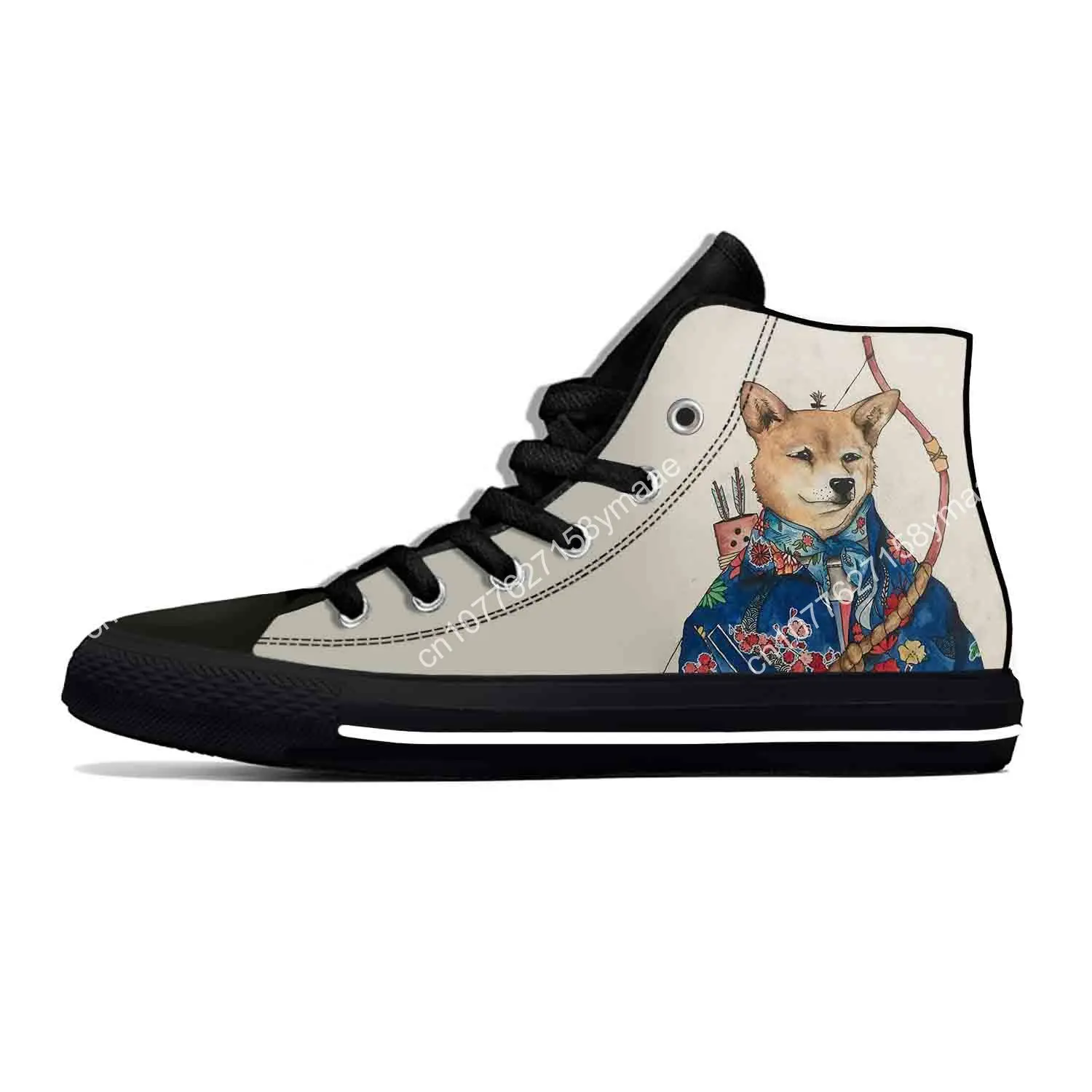 Japanese Anime Cartoon Manga Samurai Shiba Inu Casual Cloth Shoes High Top Lightweight Breathable 3D Print Men Women Sneakers