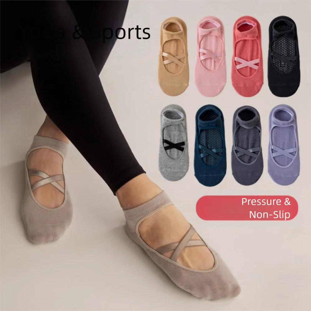 

Casual Cotton Pilates Socks Breathable Elastic Yoga Socks Non-Slip Sweat-absorbing Mid Tube Socks Women