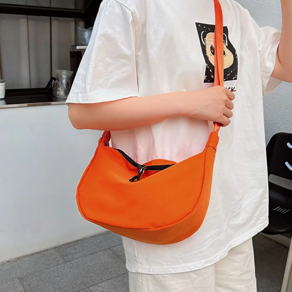 Half Moon Shape Chest Bag Casual Large capacity Nylon Crossbody Bag Pure Color With Adjustable Strap Shoulder Bag Women Men