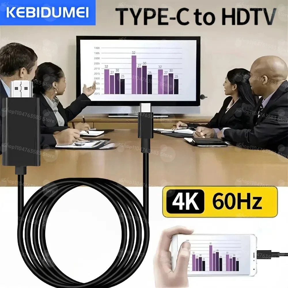 كابل محول USB C إلى HDMI من النوع C إلى HD 4k 60 هرتز USB C كابل تمديد شاشة الكمبيوتر المحمول العارض محول عالي الوضوح