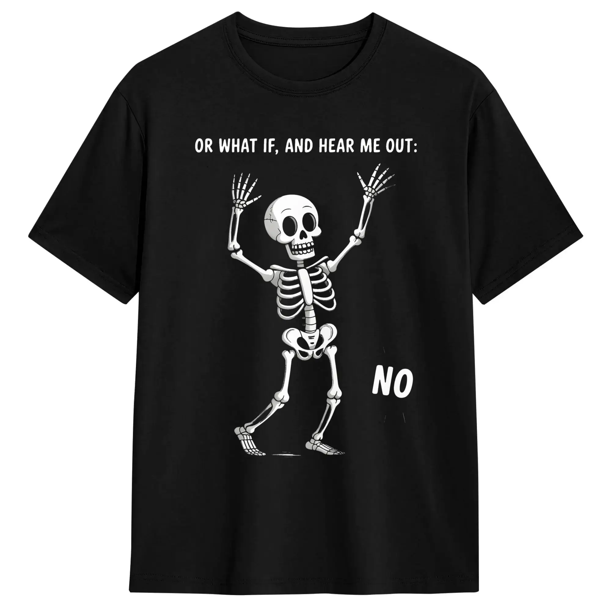 Sassy Skeleton Hear Me Out No Men's T Shirts  Vintage Tees Short Sleeve Crew Neck T-Shirts Pure Cotton Graphic Tops
