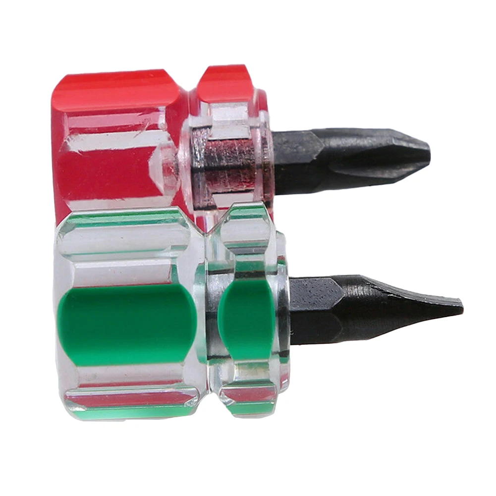 Удобная короткая отвертка размером 37 x 18 мм, цвет красный/зеленый, стальной материал, идеально подходит для крепежных крепежных и шлицевых винтов