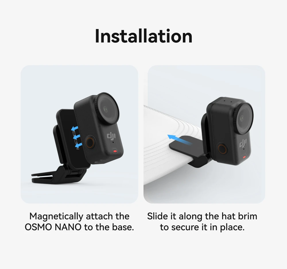TELESIN Magnetic Quick Release Cap Hat Clip Mount Adjustable Angle For DJI OSMO Nano Insta360 Go Ultra Action Camera Accessories