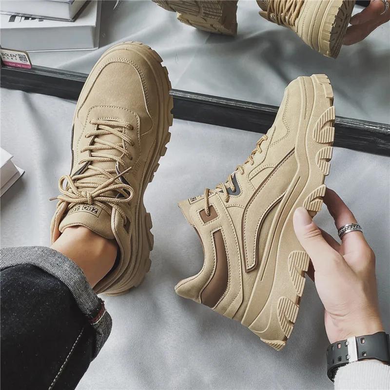 

Высокие мужские туфли в британском стиле, осенняя повседневная ретро-и прочная рабочая одежда, короткие ботинки среднего размера, весенние модные мужские ботинки