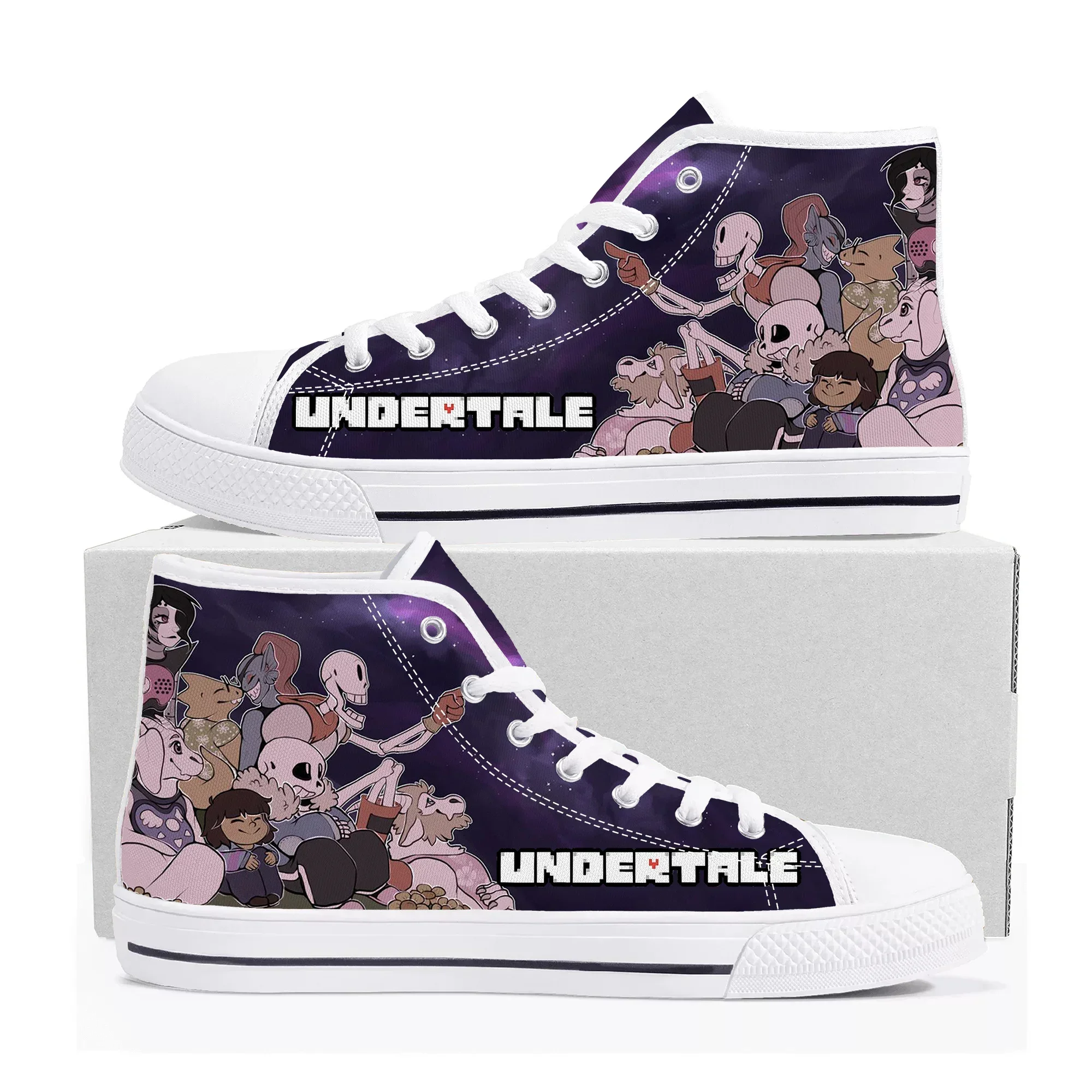 Cartoon Game Undertale Sans Skull High Top Sneakers Mens Womens Teenager High Quality Canvas Shoes Casual Tailor Made Sneaker