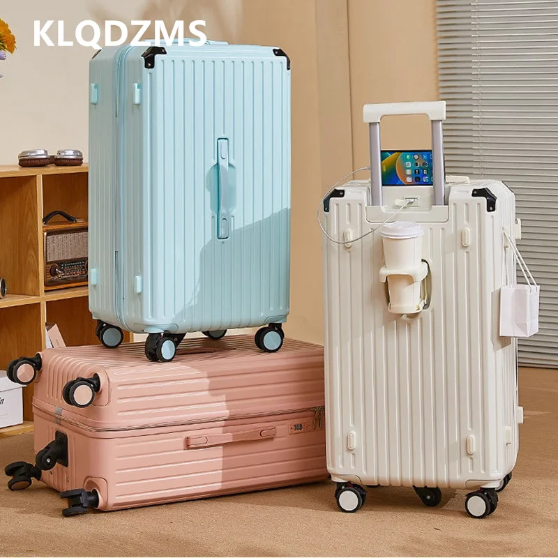 

KLQDZMS новый чемодан 20 "24" 26 "28" 30 "32" 34 "36 дюймов большой вместительный чемодан на колесиках из АБС-пластика + ПК, посадочный бокс, женский чемодан на колесиках