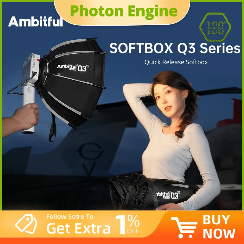 Boîte à lumière AMBITFUL Q3 Series 40&60cm à dégagement rapide, anneau standard SA-GD, pour flash vidéo GODOX ML60 ML100 AD300PRO et COB