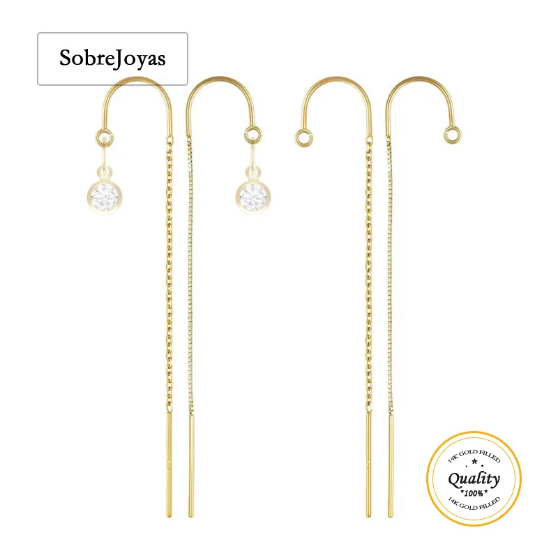 

14-каратное золото, заполненная U-образная цепочка постоянного тока с кольцом 5,5 см, золотая проволока для ушей для изготовления ювелирных изделий, серьги, аксессуары, кабельная цепочка