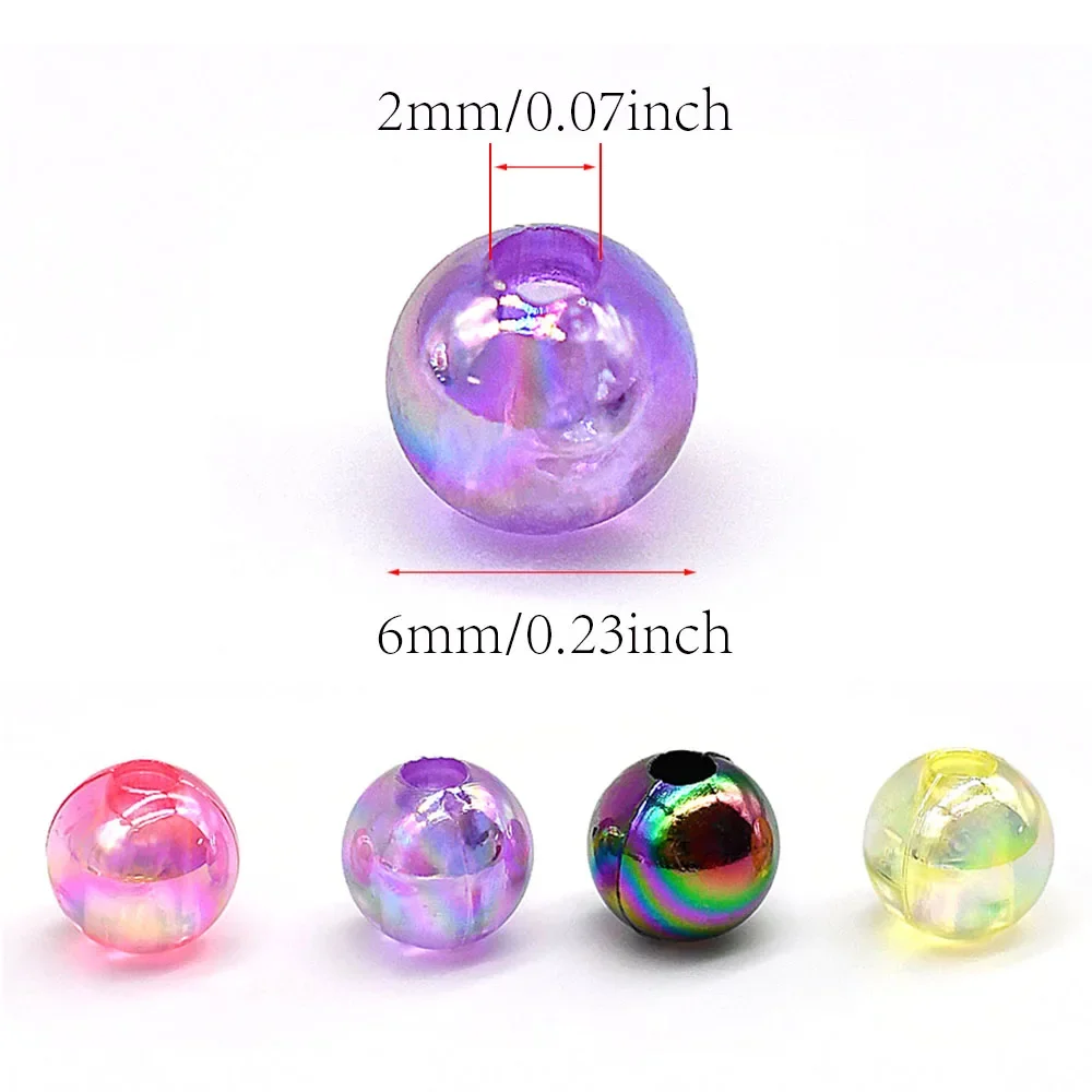 MNFT-Unifishing Fly amarrando contas, rosa, roxo, amarelo, cores do arco-íris, 6mm, 200pcs