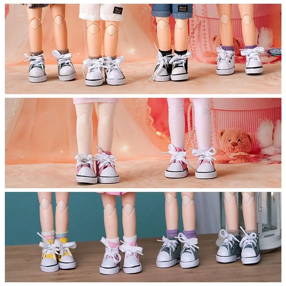 

1 Pair 5.5cm Length Doll Canvas Shoes Mini DIY 1/6 Scale Mini Sneakers Colorful Plimsolls Doll Sneakers Blythe Doll Toy
