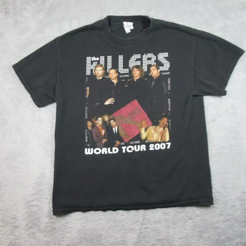

The Killers Shirt Mens Large Black Concert Band 2007 World Tour Double Sided Y2K