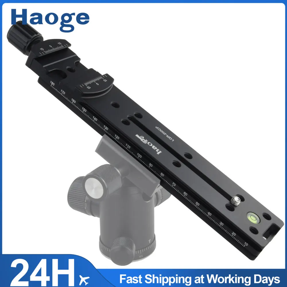Haoge 200mm Nodal Slide Double Dovetail Macro Rail & Quick Release Clamp fit Arca RRS