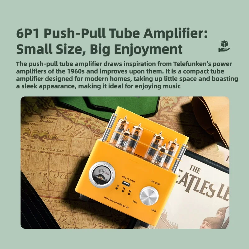 Push-pull Tube Amplifier Pure Tube Amplifier Pure Tube Amplifier Compact and Portable Built-in USB Bluetooth Lossless Playback